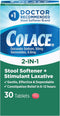 Colace 2-In-1 Stool Softener & Stimulant Laxative Tablets, 30 Count for Gentle Constipation Relief