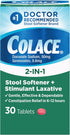 Colace 2-In-1 Stool Softener & Stimulant Laxative Tablets, 30 Count for Gentle Constipation Relief