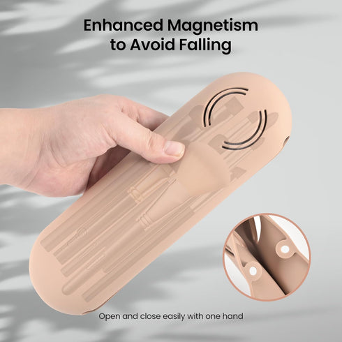 Silicone Makeup Brush Holder, Large Organizer Case with Anti-Fall Out Magnetic Closure, Portable Travel Bag for Women