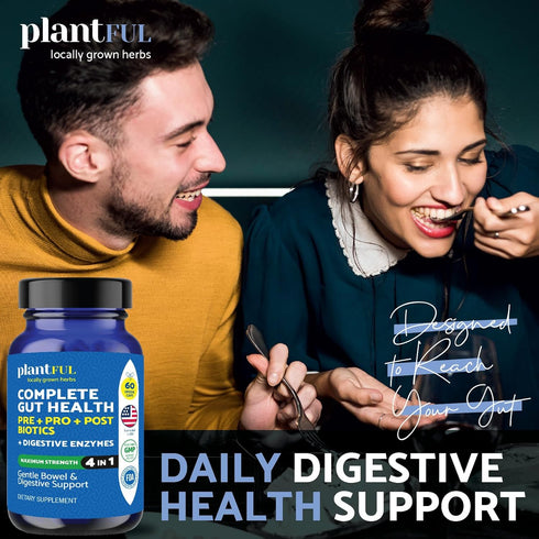 4-in-1 Pre Post Probiotics & Digestive Enzymes, 60 Non-GMO Capsules, Complete Gut Health & Digestive Support for Women