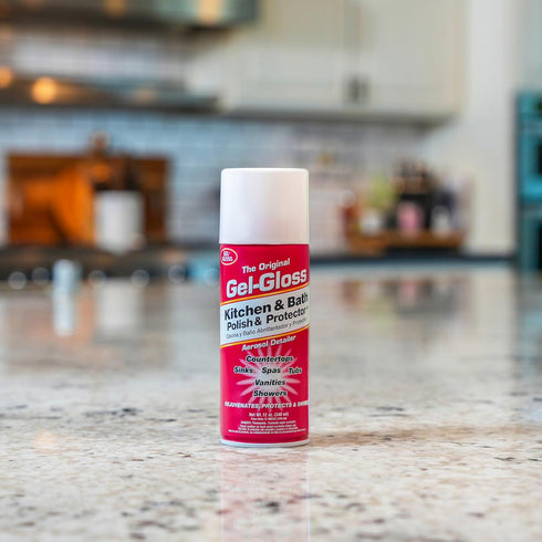 TR 12 oz. Gel-Gloss Kitchen & Bath Polish Aerosol | Carnauba Cleaner Wax Formulation | Removes Water Spots, Light