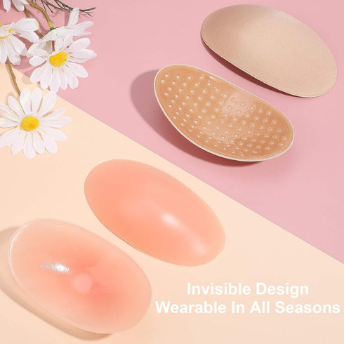 WILLBOND 4 Pairs Women Shoulder Pads, Push Up Soft Adhesive Silicone Anti Slip Enhancer for Clothing (Flesh Color)
