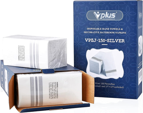 Vplus 150 PACK Guest Towels Disposable Bathroom - Decorative Soft Absorbent Paper Hand Towels for Dinners, Kitchen,