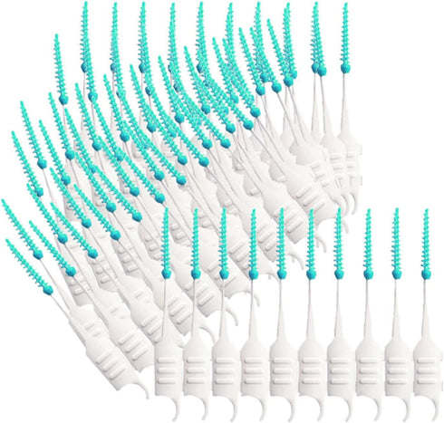 200PCS Interdental Brushes, Double-Ended Silicone Toothpick Dental Floss Pick with Disposable Bristles