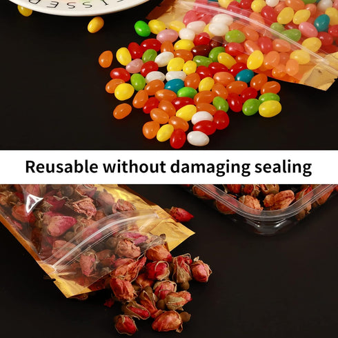 300 Pcs Mylar Bags for Food Storage, 6x9 Mylar Bags with Window, Resealable Smell Proof Bags for Freeze Dried Candy
