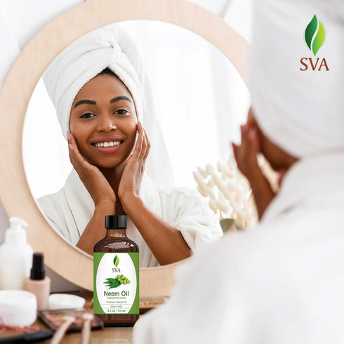 SVA Neem Seed Oil, 4 Fl Oz, 100% Natural Cold Pressed for Face, Skin Care, Hair Care, Body Massage