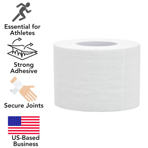 Iconikal 4-Pack White Athletic Tape, Easy Tear Sports Tape, 1.5” x 24 Feet Each Roll, Extra Strong, No Sticky Residue