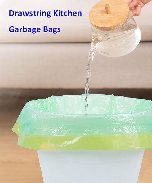 100pcs Small Tear-Free Drawstring Trash Bags, 1.1 Mil Thick, 4 Gallon Unscented Garbage Bags for Bathroom