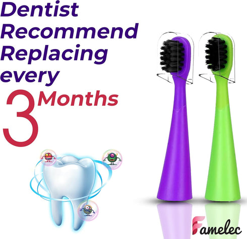 16 Pack Electric Toothbrush Heads for Burst Kids, Ultra Soft Bristles, Perfect Fit, Mix Color Pink/Green/Blue/Purple
