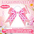 MTLEE 20 Pieces Pink Breast Cancer Awareness Cheer Hair Bows, 7.5 Inch Large Elastic Scrunchies