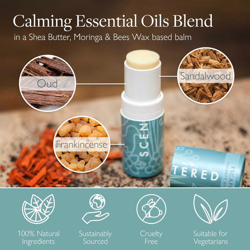 Scentered Aromatherapy Balm Stick - Escape, Natural Calm Essential Oil Roll On for Relaxation & Self-Care