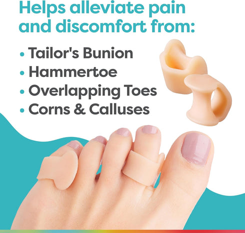 ZenToes Small Toe Spacers - Tailors Bunion Corrector for Women & Men, Hammer Toe Straightener, Gel Splint for Pain