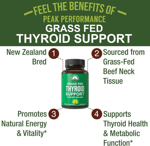 Raw Desiccated Thyroid Supplement. Grass Fed New Zealand Beef Neck & Thyroid Gland Capsules for Women and Men.
