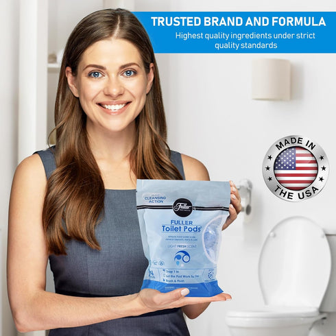 Fuller Brush Toilet Bowl Cleaner Pods - Water Soluble Tablet Cleansers for Toilets, Removes Odors & Stains, Light Fresh