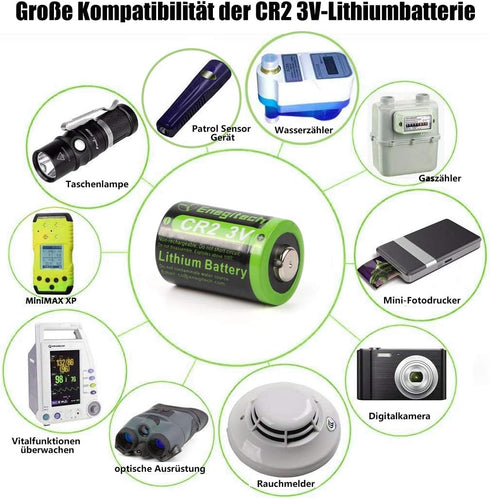 CR2 3V Lithium Battery, 6 Pack with PTC Protection for Boresighter, Golf Rangefinder, Funifilm Instax Mini55