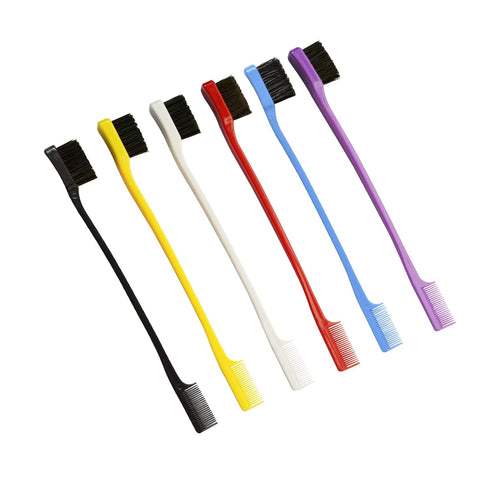 YANTAISIYU 6 Pcs Hair Edge Brushes, Double Sided Control Brush Comb Combo Pack for Bangs Eyebrow (Multicolored)