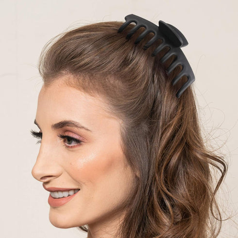 WHAVEL 6PCS Matte Plastic Large Black Hair Claw Clips, Non-slip Jaw Clips for Thick Hair, Women and Girls