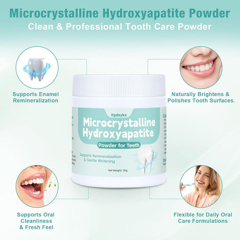 Hgdsyka 30g Microcrystalline Hydroxyapatite Powder for Teeth, MCHA Tooth Powder Additive for Daily Dental Care
