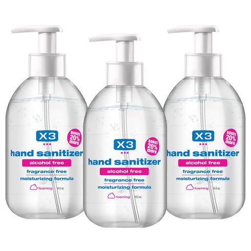 X3 Clean Foaming Hand Sanitizer, Alcohol Free, Fragrance Free, Moisturizing, 10.2 oz