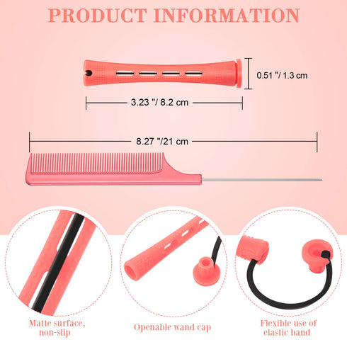 WILLBOND 36 Pieces Cold Wave Rod Hair Perm Rods with Steel Rat Tail Comb for Hairdressing