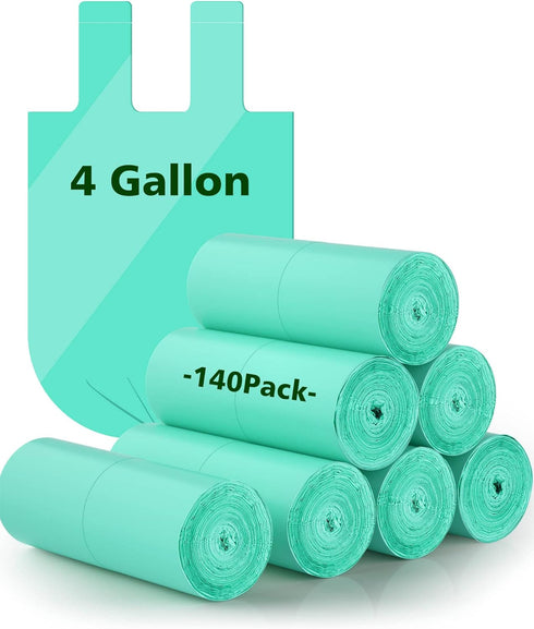 AYOTEE Biodegradable 4 Gallon Compostable Trash Bags, 140 Count, Unscented, Suitable for Small Trash Cans