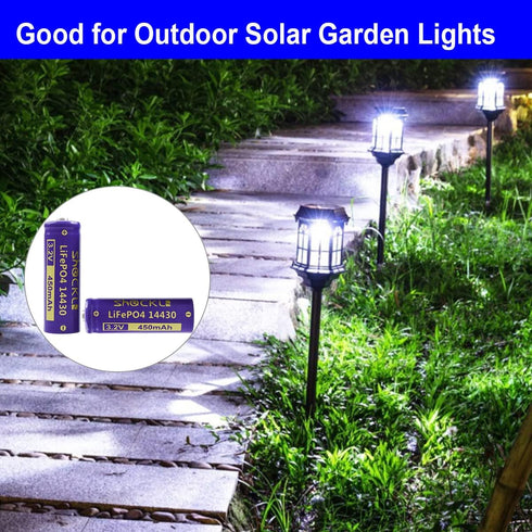 (2-Pack Shockli 14430 3.2V 450mAh LiFePO4 Rechargeable Solar Battery for Outdoor Solar Garden Light?Shorter Than AA!?
