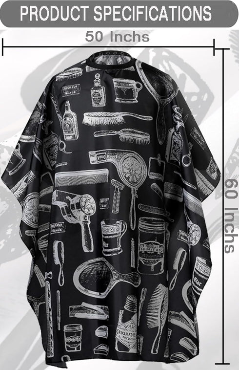 Professional Waterproof Hair Styling Cape, Nylon Haircutting Salon Gown with Snap Closure - 50" x 60"