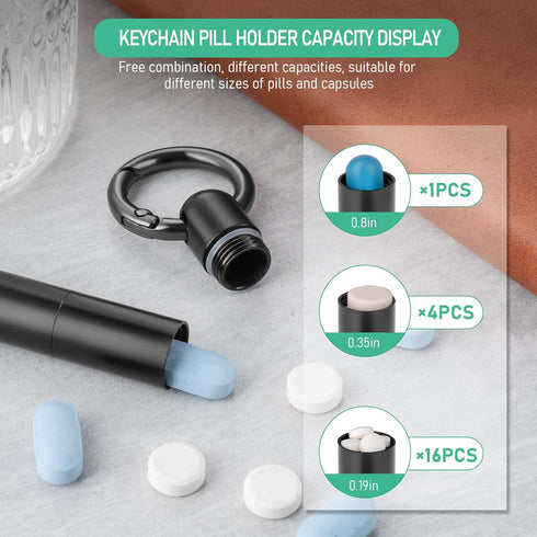 TISUR Metal Pill Holder with Keychain - Premium Titanium Design