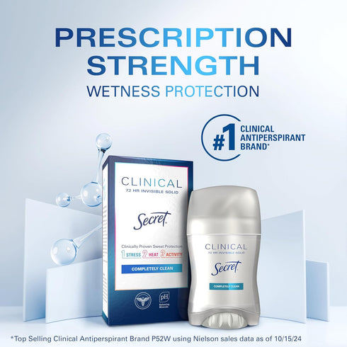Secret Clinical Strength Antiperspirant Deodorant for Women, 1.6 oz, 72hr Sweat & Odor Protection, 3X Stress
