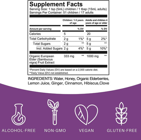 Immune Immune Immunity 8.5 Oz Elderlane Elderberry Syrup Elderberry Shots - Support Supplement for Kids & Adults