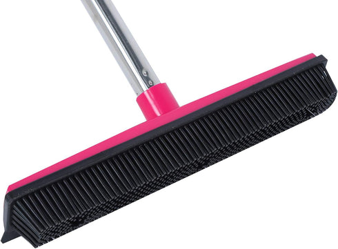 Carpet Hair Removal Broom with 48'' Telescoping Handle, Rubber Broom Carpet Rake for Pet Hair Dust Removal, Daily