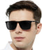 MARE AZZURO Large Square Reader Sunglasses, Men Outdoor Sun Reading Glasses, Black, 1.25