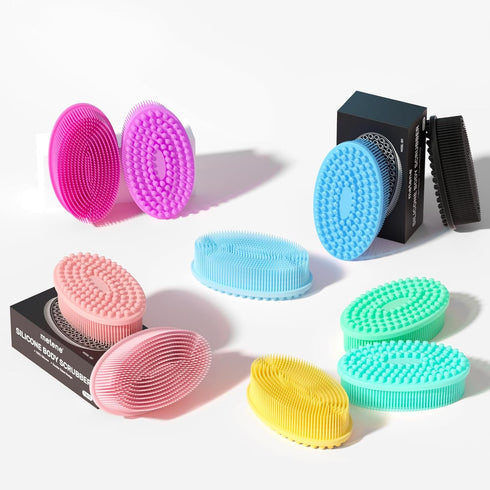 Metene 2 Pack Silicone Body Scrubber, Soft Exfoliating Body Scrubber for Shower, Long Lasting, Lathers Well (Black)
