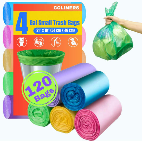 4 Gallon Trash Bag (120 Bags), CCLINERS Small Bathroom Garbage Can Liners for Home Kitchen and Office