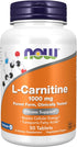NOW Foods L-Carnitine 1,000 mg, Purest Form, 50 Tablets