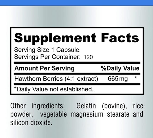 Hawthorn Berry 4:1 Extract (120 Capsules) - Immune System Support, Super Antioxidant from 2660mg Berries