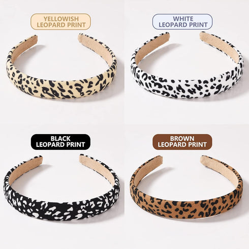 Leopard Print Headbands for Women, 2cm Wide Non-slip Cheetah Fashion Leather Hair Bands, 8 Pcs Multicolor