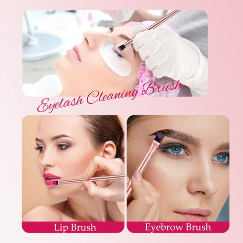 24 Pcs 2 in 1 Eyeshadow Smudge Brush, Double Ended Concealer Brush for Blending Eye Shadow and Liner (Rose Gold)