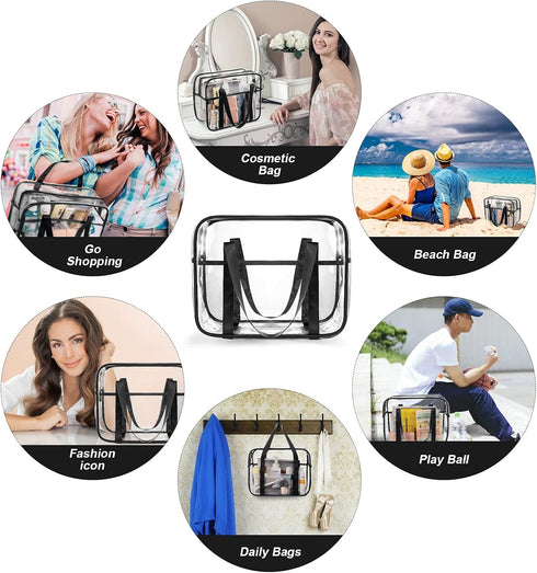 Large Clear Toiletry Bag, Thick Transparent Waterproof Cosmetic Bag, Easy Clean Diaper Case Luggage Organizer