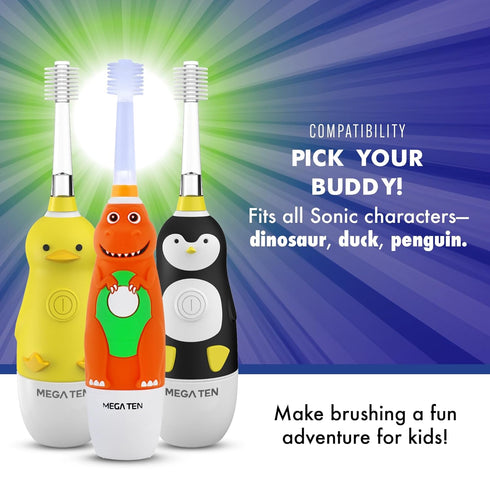 Brilliant Oral Care Kids Sonic Toothbrush Replacement Heads, Orange, 2 Pack, for Ages 5+