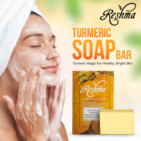 Reshma Beauty Turmeric Soap - Infused with Turmeric Extract, Olive Oil, Coconut Oil (Pack of 1), 5.05 oz