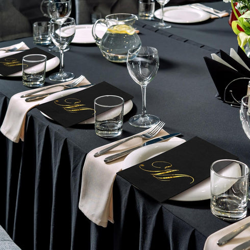 MotiMind 100 3ply Monogrammed Pcs Black and Gold Napkins Monogram Black and Gold Disposable Paper Dinner Initial