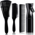 4pcs Curly Hair Brush Set - Detangling Brush for Adult & Kids Wet or Dry Hair with Hair Detangler Brush Spray Bottle