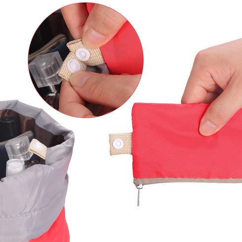INVODA 3PCS Drawstring Cosmetic Bag, Travel Makeup Bag for Women, Portable Toiletry Organizer Bag (Pink+Red+Blue)