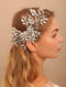 Rhinestone Crystal Flower Bridal Hair Comb, Wedding Headpiece for Bride and Women, Silver