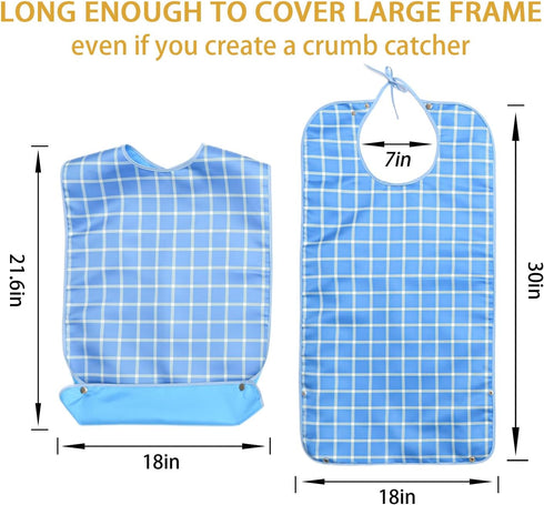 Pafusen Adult Bibs for Men - Waterproof Clothing Protector for Adults - Reusable Large Feeding Bibs for Men with Crumb