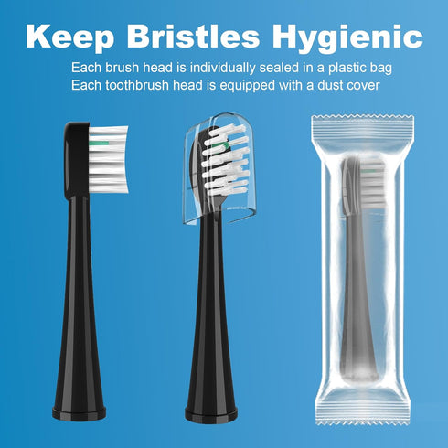Replacement Brush Heads for WaterPik Sonic-Fusion 2.0 Flossing Toothbrush, 4 Count, Black with Covers