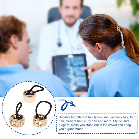Lurrose Gold Ponytail Cuff, High Ponytail Holder Hair Ties, 6 Pcs Punk Gothic Elastic Hair Rope