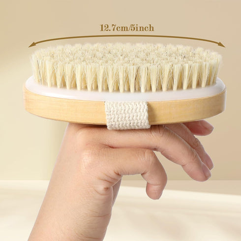 4pcs Dry Brushing Body Brush, Natural Bristle Exfoliating Brush for Flawless Skin