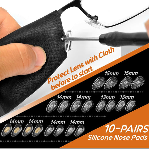 TEKPREM Magnetic Eyeglass Repair Tool Kit, Screwdriver Set with Screws, Nose Pads, and Tweezers